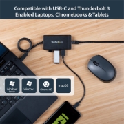 Picture of StarTech.com 3-Port USB 3.0 Hub plus Gigabit Ethernet - USB-C - Includes Power Adapter~3-Port USB-C Hub with Gigabit Ethernet - USB-C to 3x USB-A - USB 3.0 (5Gbps) - Includes Power Adapter