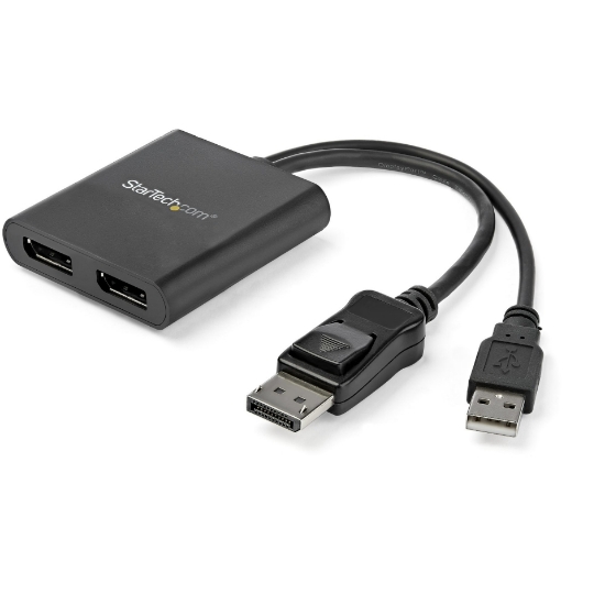 Picture of StarTech.com 2-Port Multi Monitor Adapter - DisplayPort 1.2 MST Hub - Dual 4K 30Hz or 1080p - USB Bus Powered - Video Splitter for Extended Desktop Mode on Windows PCs Only - DP to 2x DP