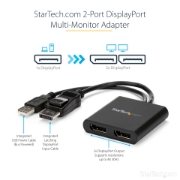 Picture of StarTech.com 2-Port Multi Monitor Adapter - DisplayPort 1.2 MST Hub - Dual 4K 30Hz or 1080p - USB Bus Powered - Video Splitter for Extended Desktop Mode on Windows PCs Only - DP to 2x DP
