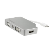 Image de StarTech.com Adaptateur Multiport USB-C avec HDMI/VGA/Mini DisplayPort ou DVI - Convertisseur Moniteur USB Type C vers HDMI 1.4 ou mDP 1.2 (4K) - VGA ou DVI (1080p) - Aluminium Argenté