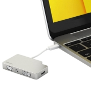 Image de StarTech.com Adaptateur Multiport USB-C avec HDMI/VGA/Mini DisplayPort ou DVI - Convertisseur Moniteur USB Type C vers HDMI 1.4 ou mDP 1.2 (4K) - VGA ou DVI (1080p) - Aluminium Argenté