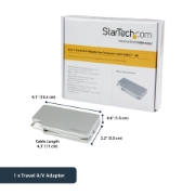 Image de StarTech.com Adaptateur Multiport USB-C avec HDMI/VGA/Mini DisplayPort ou DVI - Convertisseur Moniteur USB Type C vers HDMI 1.4 ou mDP 1.2 (4K) - VGA ou DVI (1080p) - Aluminium Argenté