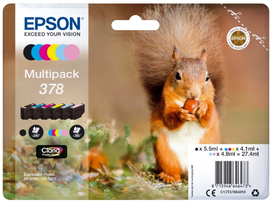 Picture of Epson Squirrel Multipack 6-colours 378 Claria Photo HD Ink