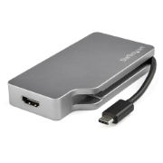 Image de StarTech.com Adaptateur Multiport USB-C avec HDMI/VGA/Mini DisplayPort ou DVI - Convertisseur USB Type C vers HDMI 2.0 ou mDP 1.2 (4K60Hz) - VGA ou DVI (1080p) - Aluminium Gris Spatial
