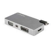 Image de StarTech.com Adaptateur Multiport USB-C avec HDMI/VGA/Mini DisplayPort ou DVI - Convertisseur USB Type C vers HDMI 2.0 ou mDP 1.2 (4K60Hz) - VGA ou DVI (1080p) - Aluminium Gris Spatial