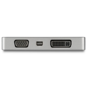 Image de StarTech.com Adaptateur Multiport USB-C avec HDMI/VGA/Mini DisplayPort ou DVI - Convertisseur USB Type C vers HDMI 2.0 ou mDP 1.2 (4K60Hz) - VGA ou DVI (1080p) - Aluminium Gris Spatial