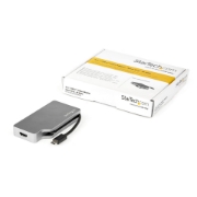 Image de StarTech.com Adaptateur Multiport USB-C avec HDMI/VGA/Mini DisplayPort ou DVI - Convertisseur USB Type C vers HDMI 2.0 ou mDP 1.2 (4K60Hz) - VGA ou DVI (1080p) - Aluminium Gris Spatial