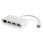 Picture of C2G USB C Ethernet and 3-Port USB Hub - White - Hub - 3 Ports