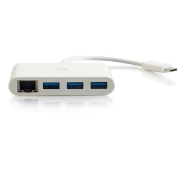 Picture of C2G USB C Ethernet and 3-Port USB Hub - White - Hub - 3 Ports