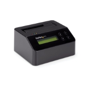 Picture of StarTech.com Single Bay Hard Drive Eraser, Standalone HDD/SSD Sanitizer, 4Kn, USB 3.0 to SATA III (6 Gbps), 9 Erase Modes, LCD Display, Secure Erase Hard Disk Sanitizer Dock, DB-9 Printer Port, TAA Compliant
