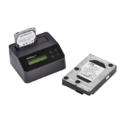 Picture of StarTech.com Single Bay Hard Drive Eraser, Standalone HDD/SSD Sanitizer, 4Kn, USB 3.0 to SATA III (6 Gbps), 9 Erase Modes, LCD Display, Secure Erase Hard Disk Sanitizer Dock, DB-9 Printer Port, TAA Compliant