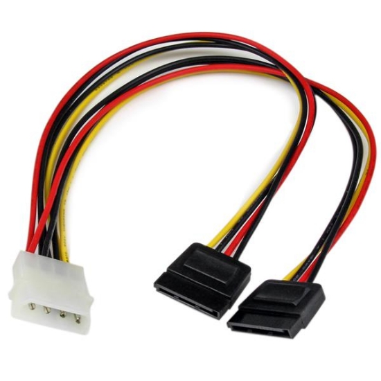 Picture of StarTech.com 12in LP4 to 2x SATA Power Y Cable Adapter