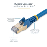 Picture of StarTech.com 0.50m CAT6a Ethernet Cable - 10 Gigabit Shielded Snagless RJ45 100W PoE Patch Cord - 10GbE STP Network Cable w/Strain Relief - Blue Fluke Tested/Wiring is UL Certified/TIA