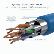 Picture of StarTech.com 0.50m CAT6a Ethernet Cable - 10 Gigabit Shielded Snagless RJ45 100W PoE Patch Cord - 10GbE STP Network Cable w/Strain Relief - Blue Fluke Tested/Wiring is UL Certified/TIA