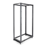 Picture of StarTech.com 4-Post 42U Mobile Open Frame Server Rack, Four Post 19" Network Rack with Wheels, Rolling Rack with Adjustable Depth for Computer/AV/Data/IT Equipment - Casters, Leveling Feet or Floor Mounting