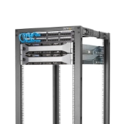 Picture of StarTech.com 4-Post 42U Mobile Open Frame Server Rack, Four Post 19" Network Rack with Wheels, Rolling Rack with Adjustable Depth for Computer/AV/Data/IT Equipment - Casters, Leveling Feet or Floor Mounting