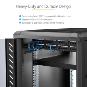 Picture of StarTech.com 1U 4-Post Adjustable Server Rack Mount Shelf - 330lbs(150 kg) - 19.5 to 38in Adjustable Mounting Depth Universal Tray for 19" AV, Data & Network Equipment Rack - 27.5in Deep