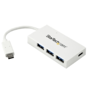 Picture of StarTech.com 4 Port USB C Hub with 1x USB-C & 3x USB-A Ports (SuperSpeed 5Gbps) - USB Bus Powered - Portable/Laptop USB 3.0 Adapter Hub - USB 3.1 Gen 1/USB 3.2 Gen 1 Type-C Hub - White~4 Port USB C Hub with 1x USB-C & 3x USB-A Ports (SuperSpeed 5Gbps) - USB Bus Powered - Portable/Laptop USB 3.0 Adapter Hub - USB 3.2 Gen 1 Type-C Hub - White