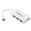 Picture of StarTech.com 4 Port USB C Hub with 1x USB-C & 3x USB-A Ports (SuperSpeed 5Gbps) - USB Bus Powered - Portable/Laptop USB 3.0 Adapter Hub - USB 3.1 Gen 1/USB 3.2 Gen 1 Type-C Hub - White~4 Port USB C Hub with 1x USB-C & 3x USB-A Ports (SuperSpeed 5Gbps) - USB Bus Powered - Portable/Laptop USB 3.0 Adapter Hub - USB 3.2 Gen 1 Type-C Hub - White