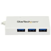 Picture of StarTech.com 4 Port USB C Hub with 1x USB-C & 3x USB-A Ports (SuperSpeed 5Gbps) - USB Bus Powered - Portable/Laptop USB 3.0 Adapter Hub - USB 3.1 Gen 1/USB 3.2 Gen 1 Type-C Hub - White~4 Port USB C Hub with 1x USB-C & 3x USB-A Ports (SuperSpeed 5Gbps) - USB Bus Powered - Portable/Laptop USB 3.0 Adapter Hub - USB 3.2 Gen 1 Type-C Hub - White