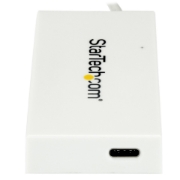 Picture of StarTech.com 4 Port USB C Hub with 1x USB-C & 3x USB-A Ports (SuperSpeed 5Gbps) - USB Bus Powered - Portable/Laptop USB 3.0 Adapter Hub - USB 3.1 Gen 1/USB 3.2 Gen 1 Type-C Hub - White~4 Port USB C Hub with 1x USB-C & 3x USB-A Ports (SuperSpeed 5Gbps) - USB Bus Powered - Portable/Laptop USB 3.0 Adapter Hub - USB 3.2 Gen 1 Type-C Hub - White