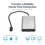 Picture of StarTech.com Thunderbolt 3 to Dual HDMI 2.0 Adapter - 4K 60Hz - Thunderbolt 3 Certified - Dual Monitor HDMI Video Converter Adapter - Mac & Windows compatible - Dual 4K Display HDMI
