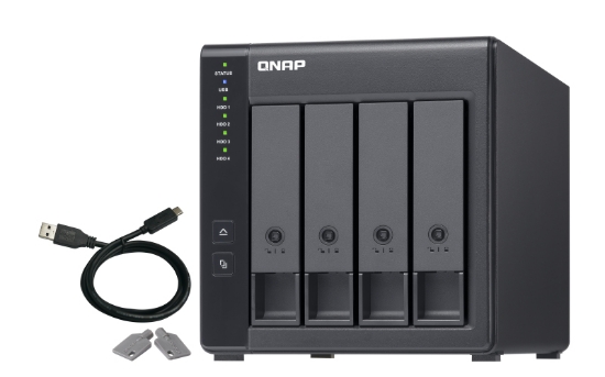 Picture of QNAP TR-004 storage drive enclosure HDD/SSD enclosure Black 2.5/3.5"