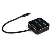 Picture of StarTech.com 4-Port USB C Hub - USB-C to 4x USB-A Ports - SuperSpeed 10Gbps USB 3.2 Gen 2 Type-C Hub - USB Bus Powered - Portable/Compact USB-C to USB Adapter Hub for Laptop - Aluminum