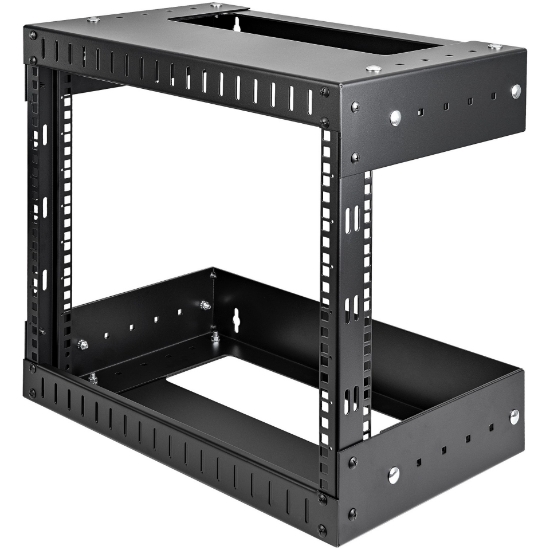Picture of StarTech.com 8U 19" Wall Mount Network Rack - Adjustable Depth 12-20" 2 Post Open Frame Server Room Rack for AV/Data/ IT Communication/Computer Equipment/Switch w/Cage Nuts & Screws