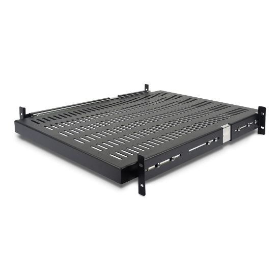 Picture of StarTech.com 2U Sliding Server Rack Mount Shelf - 20 to 30in Adjustable Mounting Depth - Vented - 50lb - Heavy Duty Universal 19” Rack Shelf for Equipment Rack - 24in Deep
