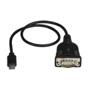 Picture of StarTech.com USB C to Serial Adapter Cable 16" (40cm) - USB Type C to RS232 (DB9) Converter Cable - USB-C Serial Cable for PLCs, Scanners, Printers - Male/Male - Windows/Mac/Linux