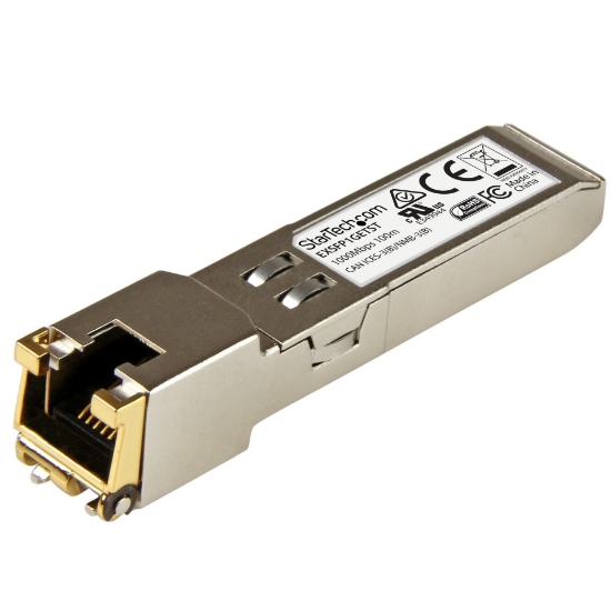 Picture of StarTech.com Juniper EX-SFP-1GE-T Compatible SFP Transceiver Module - 10/100/1000BASE-T~Juniper EX-SFP-1GE-T Compatible SFP Module - 1000BASE-T - SFP to RJ45 Cat6/Cat5e - 1GE Gigabit Ethernet SFP - RJ-45 100m
