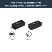 Picture of StarTech.com USB C to Gigabit Ethernet Adapter - 1Gbps NIC USB 3.0/USB 3.1 Type C Network Adapter - 1GbE USB-C to RJ45/LAN Port Thunderbolt 3 Compatible Windows MacBook Pro Chromebook
