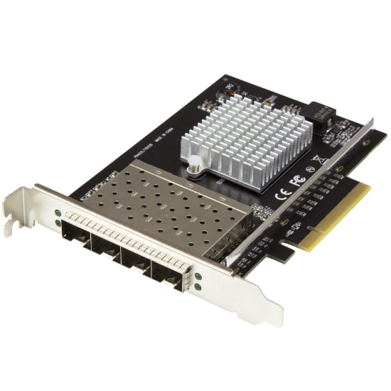 Picture of StarTech.com Quad Port 10G SFP+ Network Card - Intel XL710 Open SFP+ Converged Adapter - PCIe 10 Gigabit Ethernet Server NIC - 10GbE Fiber Optic LAN Card - Dell PowerEdge HPE ProLiant