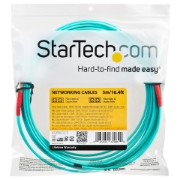 Picture of StarTech.com 5m (16.4ft) LC/UPC to LC/UPC OM4 Multimode Fiber Optic Cable, 50/125µm LOMMF/VCSEL Zipcord Fiber, 100G, Low Insertion Loss - LSZH Fiber Jumper Cord