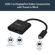 Picture of StarTech.com USB C to DisplayPort Adapter with Power Delivery - 4K 60Hz HBR2 - USB Type-C to DP 1.2 Monitor Video Converter w/ Charging - 60W PD Pass-Through - Thunderbolt 3 Compatible
