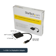 Picture of StarTech.com USB C to DisplayPort Adapter with Power Delivery - 4K 60Hz HBR2 - USB Type-C to DP 1.2 Monitor Video Converter w/ Charging - 60W PD Pass-Through - Thunderbolt 3 Compatible