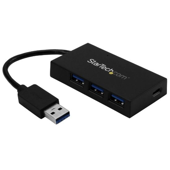 Picture of StarTech.com 4 Port USB 3.0 Hub - USB Type-A Hub with 1x USB-C & 3x USB-A (SuperSpeed 5Gbps) - USB Bus or Self-Powered - Portable USB 3.1/3.2 Gen 1 BC 1.2 Charging Hub w/ Power Adapter~4 Port USB 3.0 Hub - USB Type-A Hub with 1x USB-C & 3x USB-A (SuperSpeed 5Gbps) - USB Bus or Self-Powered - Portable USB 3.2 Gen 1 BC 1.2 Charging Hub w/ Power Adapter