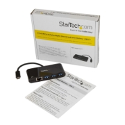 Picture of StarTech.com 3 Port USB-C Hub with Gigabit Ethernet & 60W Power Delivery Passthrough Laptop Charging - USB-C to 3x USB-A (USB 3.0 SuperSpeed 5Gbps) - USB 3.1/3.2 Gen 1 Type-C Adapter Hub~3 Port USB-C Hub with Gigabit Ethernet & 60W Power Delivery Passthrough Laptop Charging - USB-C to 3x USB-A (USB 3.0 SuperSpeed 5Gbps) - USB 3.2 Gen 1 Type-C Adapter Hub