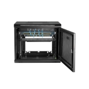 Picture of StarTech.com 2-Post 9U Wall Mount Network Cabinet with 1U Shelf, 19" Wall-Mounted Server Rack for Data / Networking / AV / Electronics / Computer Equipment, Small Vented Rack Enclosure