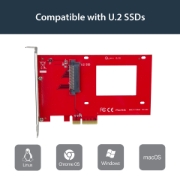 Picture of StarTech.com U.2 to PCIe Adapter for 2.5" U.2 NVMe SSD - SFF-8639 - x4 PCI Express 4.0