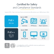 Picture of StarTech.com 0.50m CAT6a Ethernet Cable - 10 Gigabit Shielded Snagless RJ45 100W PoE Patch Cord - 10GbE STP Network Cable w/Strain Relief - Aqua Fluke Tested/Wiring is UL Certified/TIA