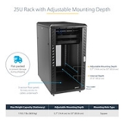Picture of StarTech.com 4-Post 25U Server Rack Cabinet, Lockable 19" Data Rack Cabinet for Computer / AV / IT Equipment, Office / Home Network Rack with Casters & Adjustable Mounting Rails