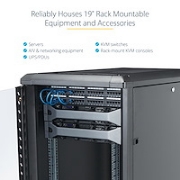 Picture of StarTech.com 4-Post 25U Server Rack Cabinet, Lockable 19" Data Rack Cabinet for Computer / AV / IT Equipment, Office / Home Network Rack with Casters & Adjustable Mounting Rails