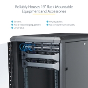 Picture of StarTech.com 4-Post 25U Server Rack Cabinet, Lockable 19" Data Rack Cabinet for Computer / AV / IT Equipment, Office / Home Network Rack with Casters & Adjustable Mounting Rails