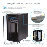 Picture of StarTech.com 4-Post 25U Server Rack Cabinet, Lockable 19" Data Rack Cabinet for Computer / AV / IT Equipment, Office / Home Network Rack with Casters & Adjustable Mounting Rails