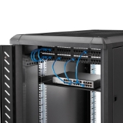 Picture of StarTech.com 1U Fixed Server Rack Mount Shelf - 10in Deep Steel Universal Cantilever Tray for 19" AV/ Network Equipment Rack - Heavy Duty Steel - Weight Capacity 44lbs/20kg, Black