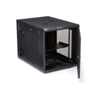 Picture of StarTech.com 4-Post 12U Wall Mount Network Cabinet with 1U Shelf, 19" Hinged Wall-Mounted Server Rack for Data / AV / Electronics / Computer Equipment, Flexible Vented Rack Enclosure
