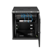 Picture of StarTech.com 4-Post 12U Wall Mount Network Cabinet with 1U Shelf, 19" Hinged Wall-Mounted Server Rack for Data / AV / Electronics / Computer Equipment, Flexible Vented Rack Enclosure