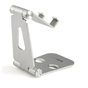 Picture of StarTech.com Phone and Tablet Stand - Foldable Universal Mobile Device Holder for Smartphones & Tablets - Adjustable Multi-Angle Ergonomic Cell Phone Stand for Desk - Portable - Silver